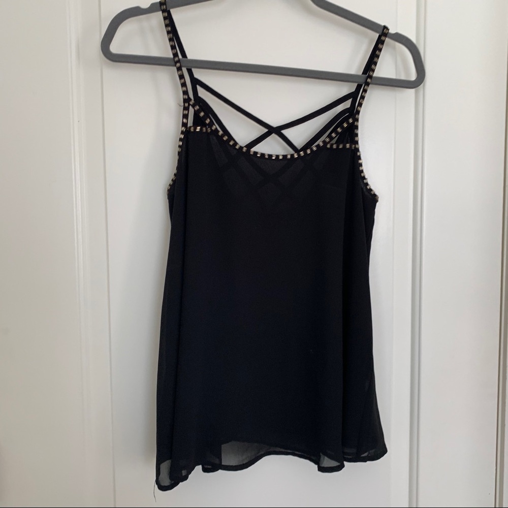 Black Lace up back top